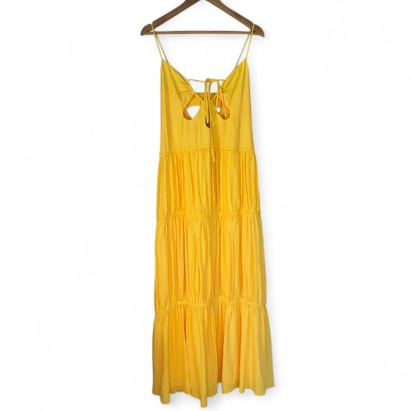 Jonathan Simkhai dress Lina Maxi yellow daffodil cut out tiered lined NEW small - Picture 2 of 8